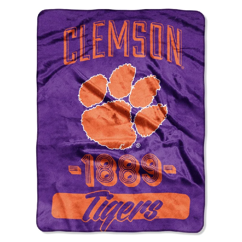 COL 05902 Clemson Tigers Varsity Orange/Purple Polyester Micro Throw