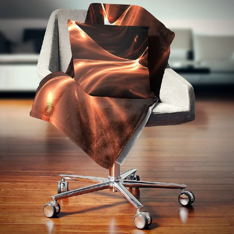 Designart 'Brown Abstract Warm Fractal Design' Abstract Throw Blanket