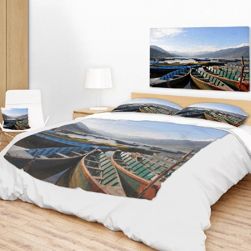 Designart 'Colorful Boats Pokhara Lake' Boat Throw Blanket