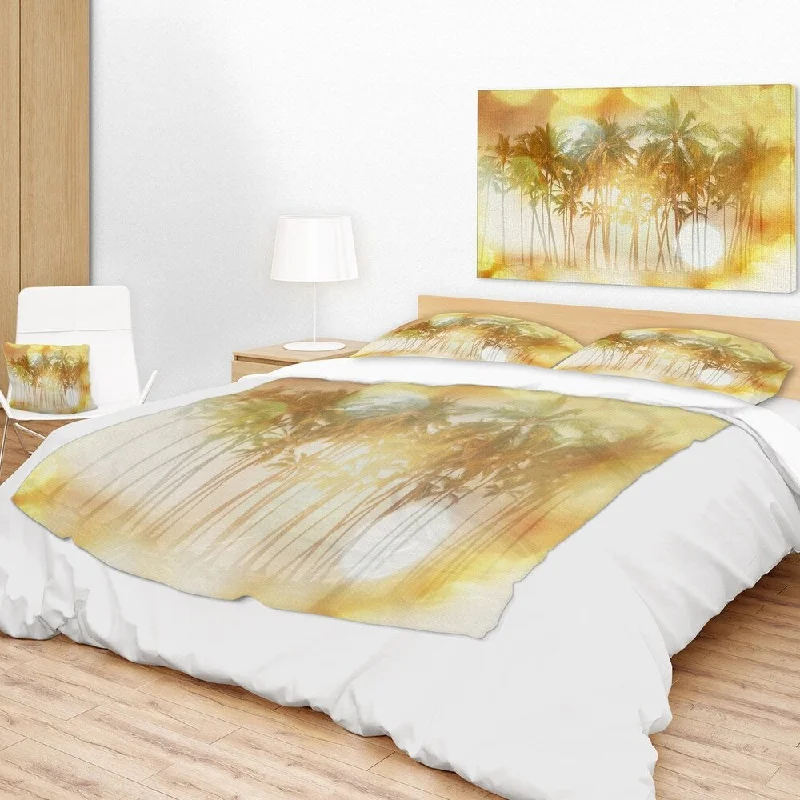 Designart 'Palms in Serene Tropical Beach' Landscape Fleece Throw Blanket