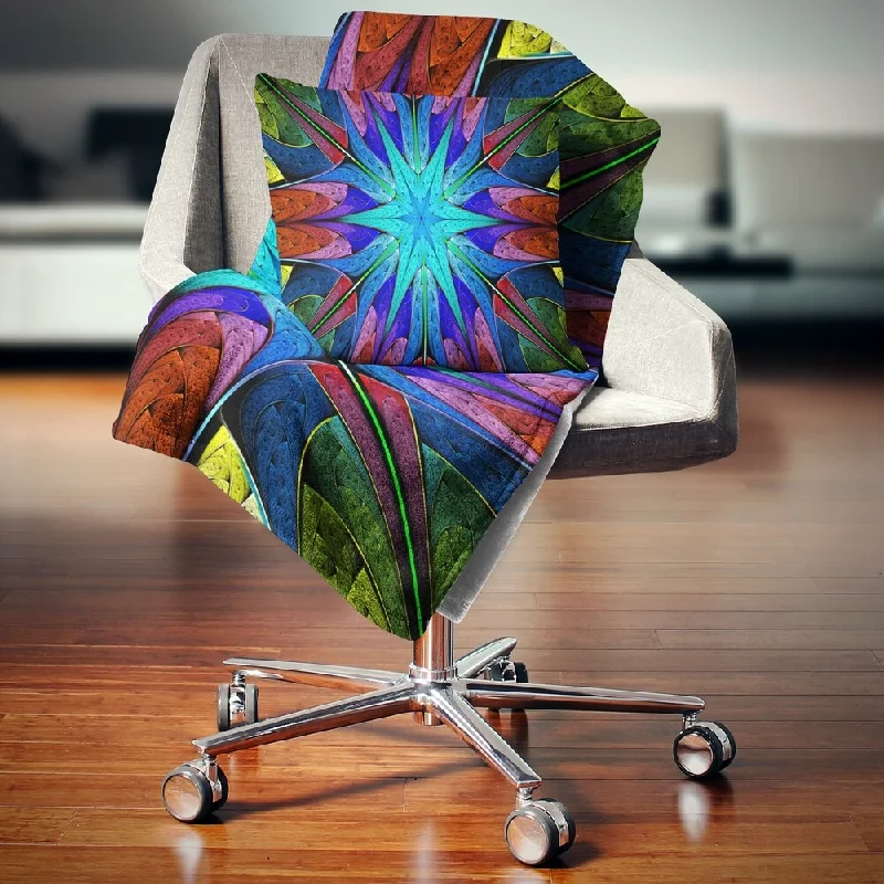 Designart 'Stained Glass with Multi Color Stars' Abstract Throw Blanket