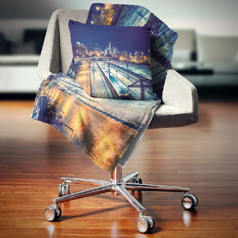 Designart 'Welcome in Chicago Highway Traffic' Cityscape Throw Blanket